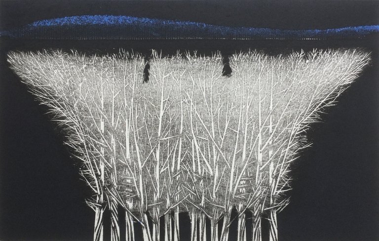 Moon Light Purified Night (blue-landscape) by Yoshikazu Tanaka