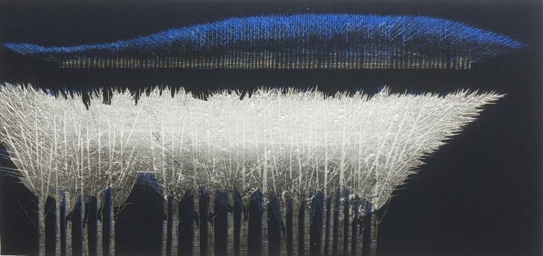 Moon Light Trees and Landscape (blue)