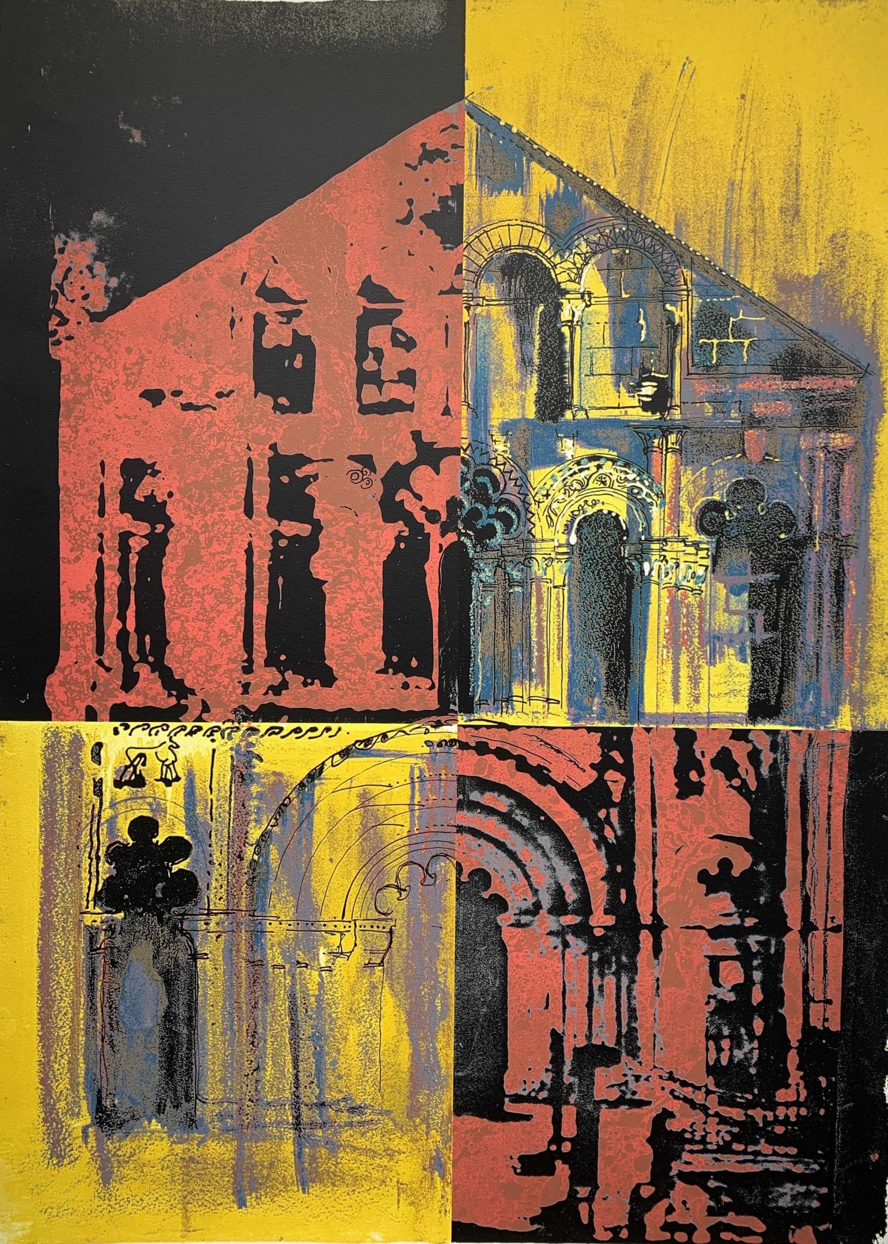 Petit Palais Pink and Yellow (214)_ Screenprint_1972_780 x 573mm_Kelpra_Marlborough_John Piper